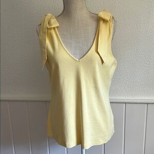 Maeve Pale Yellow Tie-Shoulder V-Neck Tank Top